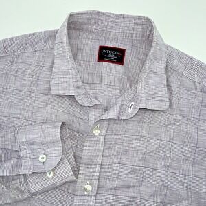 Untickit L/S 100% Linen Shirt Men's Large Purple Button Front Vacation Beachy